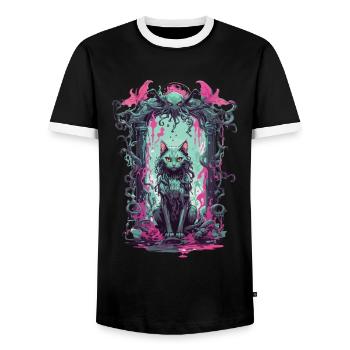 Conception de monstre magique chat occulte gothique - T-shirt contrasté Homme - noir/blanc - Devant - AI Model Female 172 light (172cm) & AI Model Male 178 light (178cm)