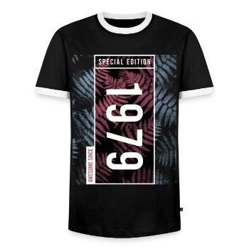 Special Edition 1979 Birthday Urban Graphic - Men's Ringer Shirt - black/white - Front - AI Model Female 172 light (172cm) & AI Model Male 178 light (178cm)