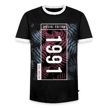 Special Edition 1991 Birthday Urban Graphic - Men's Ringer Shirt - black/white - Front - AI Model Female 172 light (172cm) & AI Model Male 178 light (178cm)