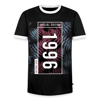 Special Edition 1996 Birthday Urban Graphic - Men's Ringer Shirt - black/white - Front - AI Model Female 172 light (172cm) & AI Model Male 178 light (178cm)