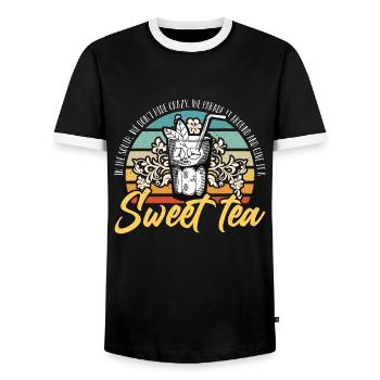 Sweet Tea In The South We Don't Hide Southern Food - Men's Ringer Shirt - black/white - Front - AI Model Female 172 light (172cm) & AI Model Male 178 light (178cm)