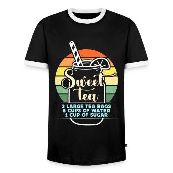 Sweet Tea 3 Large Tea Bags Southern Food Lover - Men's Ringer Shirt - black/white - Front - AI Model Female 172 light (172cm) & AI Model Male 178 light (178cm)