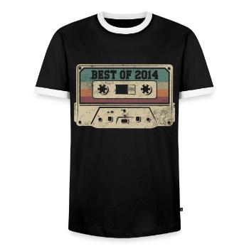 Vintage 2014 Cadeau Anniversaire Rétro Cassette - T-shirt contrasté Homme - noir/blanc - Devant - AI Model Female 172 light (172cm) & AI Model Male 178 light (178cm)