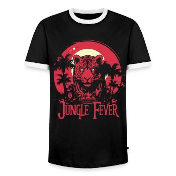 La fièvre de la jungle, un prédateur de la jungle - T-shirt contrasté Homme - noir/blanc - Devant - AI Model Female 172 light (172cm) & AI Model Male 178 light (178cm)