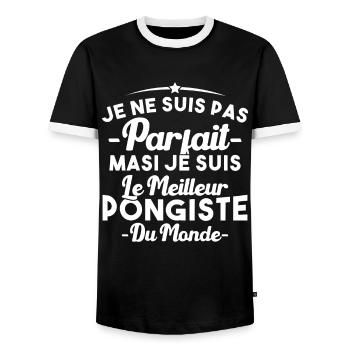 Pas parfait mais je suis le meilleur pongiste - T-shirt contrasté Homme - noir/blanc - Devant - AI Model Female 172 light (172cm) & AI Model Male 178 light (178cm)