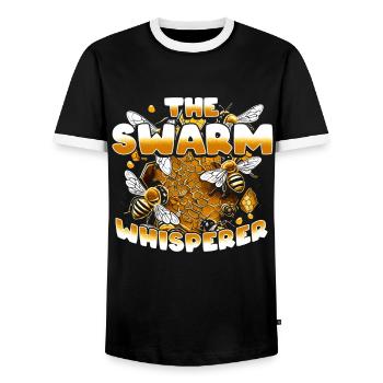 Schwarmfänger Bienen Imker - Männer Kontrast-T-Shirt - Schwarz/Weiß - Vorne - AI Model Female 172 light (172cm) & AI Model Male 178 light (178cm)
