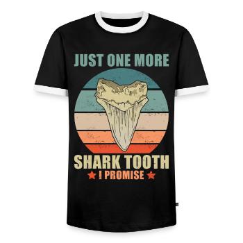Just One More Shark Tooth I Promise Retro Fossil - Men's Ringer Shirt - black/white - Front - AI Model Female 172 light (172cm) & AI Model Male 178 light (178cm)