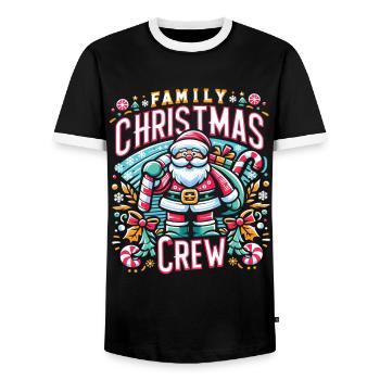 Family Christmas Crew - Men's Ringer Shirt - black/white - Front - AI Model Female 172 light (172cm) & AI Model Male 178 light (178cm)