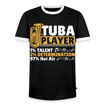 Tuba Player 1% Talent 2% Determination 97% Hot - Männer Kontrast-T-Shirt - Schwarz/Weiß - Vorne - AI Model Female 172 light (172cm) & AI Model Male 178 light (178cm)