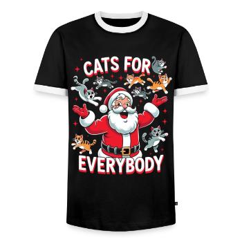 Cats For Everybody Katze Katzen Katzenliebhaber - Männer Kontrast-T-Shirt - Schwarz/Weiß - Vorne - AI Model Female 172 light (172cm) & AI Model Male 178 light (178cm)