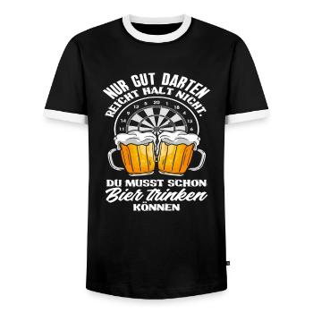 Dart Dartspieler Bier - Männer Kontrast-T-Shirt - Schwarz/Weiß - Vorne - AI Model Female 172 light (172cm) & AI Model Male 178 light (178cm)