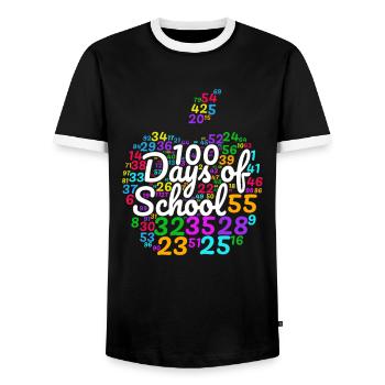 100th Day of School Costume 100 School Days - Men's Ringer Shirt - black/white - Front - AI Model Female 172 light (172cm) & AI Model Male 178 light (178cm)