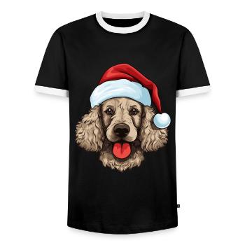 Pudel Hund Kopf Weihnachten Xmas - Männer Kontrast-T-Shirt - Schwarz/Weiß - Vorne - AI Model Female 172 light (172cm) & AI Model Male 178 light (178cm)