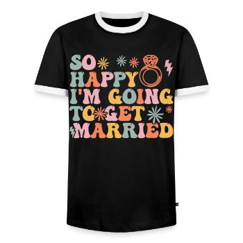 Bride Bridal Shower Engagement - Men's Ringer Shirt - black/white - Front - AI Model Female 172 light (172cm) & AI Model Male 178 light (178cm)