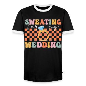 Groovy Bride Bridal Party Workout - Männer Kontrast-T-Shirt - Schwarz/Weiß - Vorne - AI Model Female 172 light (172cm) & AI Model Male 178 light (178cm)