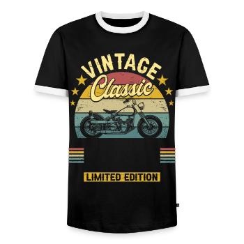 Moto Motard Anniversaire Année Personnalisable - T-shirt contrasté Homme - noir/blanc - Devant - AI Model Female 172 light (172cm) & AI Model Male 178 light (178cm)