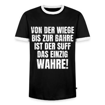 Das einzig Wahre - Lustiger Feierabend Spruch - Männer Kontrast-T-Shirt - Schwarz/Weiß - Vorne - AI Model Female 172 light (172cm) & AI Model Male 178 light (178cm)