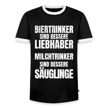 Biertrinker Liebhaber - Lustiger Feierabend Spruch - Männer Kontrast-T-Shirt - Schwarz/Weiß - Vorne - AI Model Female 172 light (172cm) & AI Model Male 178 light (178cm)