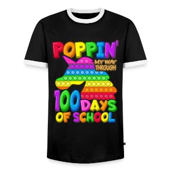 100th Day of School Unicorn Costume 100 Days of School - Men's Ringer Shirt - black/white - Front - AI Model Female 172 light (172cm) & AI Model Male 178 light (178cm)
