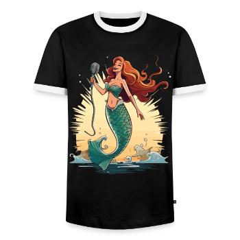 Conception de chant de mer pour les proches tout en chantant - T-shirt contrasté Homme - noir/blanc - Devant - AI Model Female 172 light (172cm) & AI Model Male 178 light (178cm)