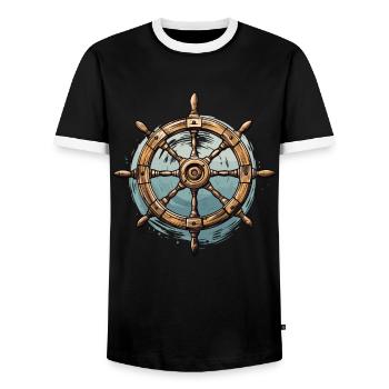 Conception de chant de mer pour les proches tout en chantant - T-shirt contrasté Homme - noir/blanc - Devant - AI Model Female 172 light (172cm) & AI Model Male 178 light (178cm)