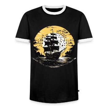 Conception de chant de mer pour les proches tout en chantant - T-shirt contrasté Homme - noir/blanc - Devant - AI Model Female 172 light (172cm) & AI Model Male 178 light (178cm)