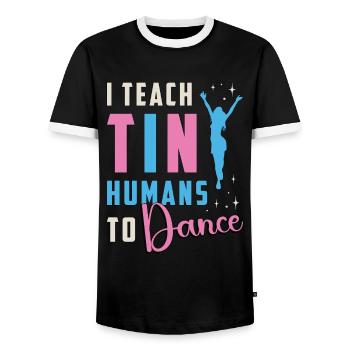 Dance Moves I Teach Tiny Humans To Loves Dancing - Men's Ringer Shirt - black/white - Front - AI Model Female 172 light (172cm) & AI Model Male 178 light (178cm)