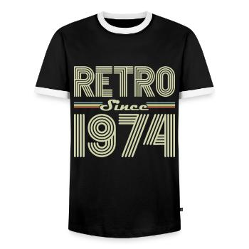 Rétro Depuis 1974 Vintage Cadeau d Anniversaire - T-shirt contrasté Homme - noir/blanc - Devant - AI Model Female 172 light (172cm) & AI Model Male 178 light (178cm)