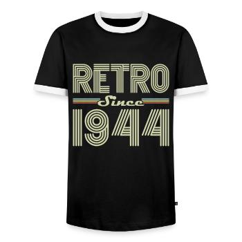 Rétro Depuis 1944 Vintage Cadeau d Anniversaire - T-shirt contrasté Homme - noir/blanc - Devant - AI Model Female 172 light (172cm) & AI Model Male 178 light (178cm)