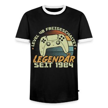 Level 40 freigeschaltet 1984, Geburtstagsgeschenk - Männer Kontrast-T-Shirt - Schwarz/Weiß - Vorne - AI Model Female 172 light (172cm) & AI Model Male 178 light (178cm)