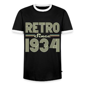 Rétro Depuis 1934 Vintage Cadeau d Anniversaire - T-shirt contrasté Homme - noir/blanc - Devant - AI Model Female 172 light (172cm) & AI Model Male 178 light (178cm)
