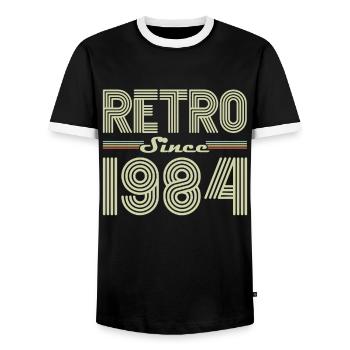 Rétro Depuis 1984 Vintage Cadeau d Anniversaire - T-shirt contrasté Homme - noir/blanc - Devant - AI Model Female 172 light (172cm) & AI Model Male 178 light (178cm)