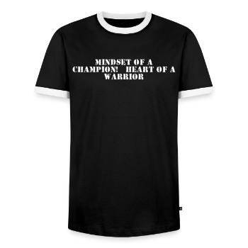 Fitness - Mindset of a champion, heart of a - Men's Ringer Shirt - black/white - Front - AI Model Female 172 light (172cm) & AI Model Male 178 light (178cm)