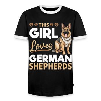 Dog Breed Pet This Girl loves German Shepherds - Männer Kontrast-T-Shirt - Schwarz/Weiß - Vorne - AI Model Female 172 light (172cm) & AI Model Male 178 light (178cm)
