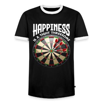 Glück Dreier Dart Dartspieler - Männer Kontrast-T-Shirt - Schwarz/Weiß - Vorne - AI Model Female 172 light (172cm) & AI Model Male 178 light (178cm)