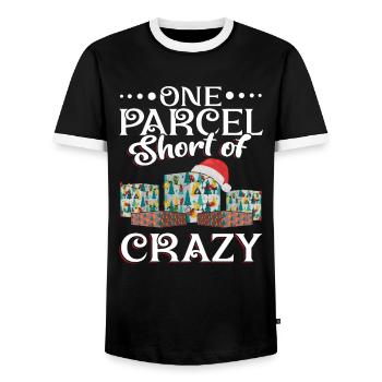 One Parcel Short Of Crazy - Männer Kontrast-T-Shirt - Schwarz/Weiß - Vorne - AI Model Female 172 light (172cm) & AI Model Male 178 light (178cm)