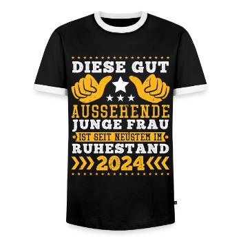 Rente Frauen Diese Gut Aussehende Junge Frau - Männer Kontrast-T-Shirt - Schwarz/Weiß - Vorne - AI Model Female 172 light (172cm) & AI Model Male 178 light (178cm)