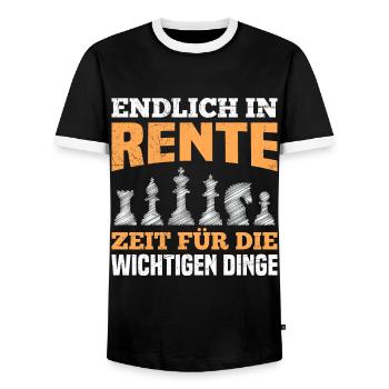 Rentner Endlich in Rente Zeit für Wichtige Dinge - Männer Kontrast-T-Shirt - Schwarz/Weiß - Vorne - AI Model Female 172 light (172cm) & AI Model Male 178 light (178cm)