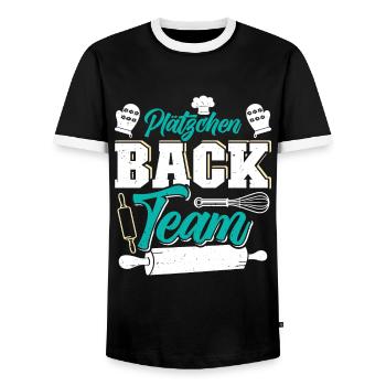 Plätzchen Back Team Weihnachtsgebäck Kekse - Männer Kontrast-T-Shirt - Schwarz/Weiß - Vorne - AI Model Female 172 light (172cm) & AI Model Male 178 light (178cm)