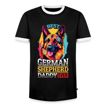 German Shepherd Dog Breed German Shepherd Daddy - Männer Kontrast-T-Shirt - Schwarz/Weiß - Vorne - AI Model Female 172 light (172cm) & AI Model Male 178 light (178cm)