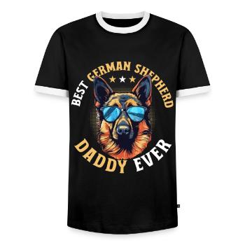 German Shepherd Dog Breed German Shepherd Daddy - Men's Ringer Shirt - black/white - Front - AI Model Female 172 light (172cm) & AI Model Male 178 light (178cm)