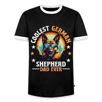 Dog Breed Coolest German Shepherd Dad Ever - Men's Ringer Shirt - black/white - Front - AI Model Female 172 light (172cm) & AI Model Male 178 light (178cm)