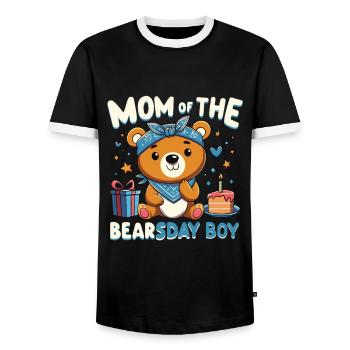 Bear Lover Bday Mom Celebrant Happy - Men's Ringer Shirt - black/white - Front - AI Model Female 172 light (172cm) & AI Model Male 178 light (178cm)