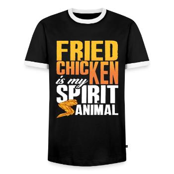 Poulet frit Animal préféré cadeau dicton - T-shirt contrasté Homme - noir/blanc - Devant - AI Model Female 172 light (172cm) & AI Model Male 178 light (178cm)
