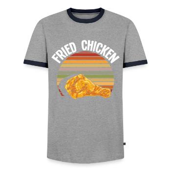 Fried Chicken Retro - Männer Kontrast-T-Shirt - Grau/Navy  - Vorne - AI Model Female 172 light (172cm) & AI Model Male 178 light (178cm)