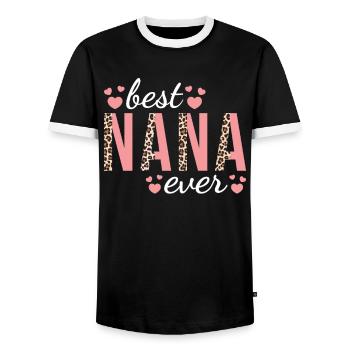 Grandma Family Design Cute Leopard Print Best Nana - Men's Ringer Shirt - black/white - Front - AI Model Female 172 light (172cm) & AI Model Male 178 light (178cm)