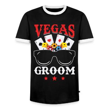 Stag Party Las Vegas Bachelor Party Groomsmen - Men's Ringer Shirt - black/white - Front - AI Model Female 172 light (172cm) & AI Model Male 178 light (178cm)