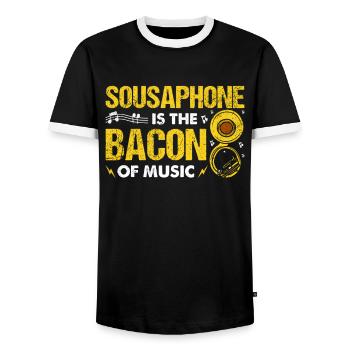 Funny Sousaphone Brass Band Player Marching Band - Men's Ringer Shirt - black/white - Front - AI Model Female 172 light (172cm) & AI Model Male 178 light (178cm)