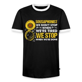 Funny Sousaphone Brass Band Player Marching Band - Men's Ringer Shirt - black/white - Front - AI Model Female 172 light (172cm) & AI Model Male 178 light (178cm)