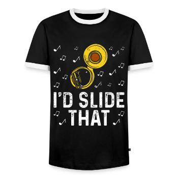 Funny Sousaphone Brass Band Player Marschband - Männer Kontrast-T-Shirt - Schwarz/Weiß - Vorne - AI Model Female 172 light (172cm) & AI Model Male 178 light (178cm)
